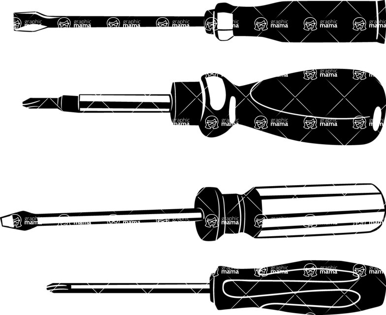 Vector silhouettes - Vector Screwdriver Silhouettes Set